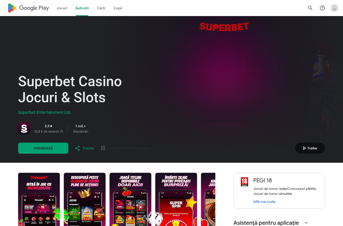 Registro visual real de fonte sobre Superbet